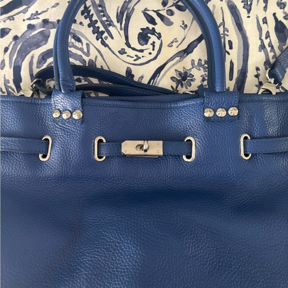 Vittoria Pacini Italian Electric Blue Calf Leather Satchel - Picture 6 of 9